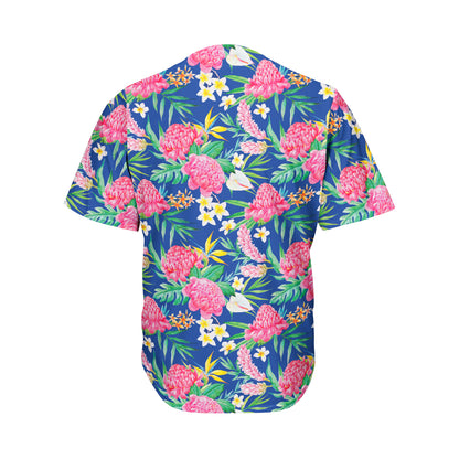 Watercolor Chrysanthemum Pattern Print Men's Baseball Jersey