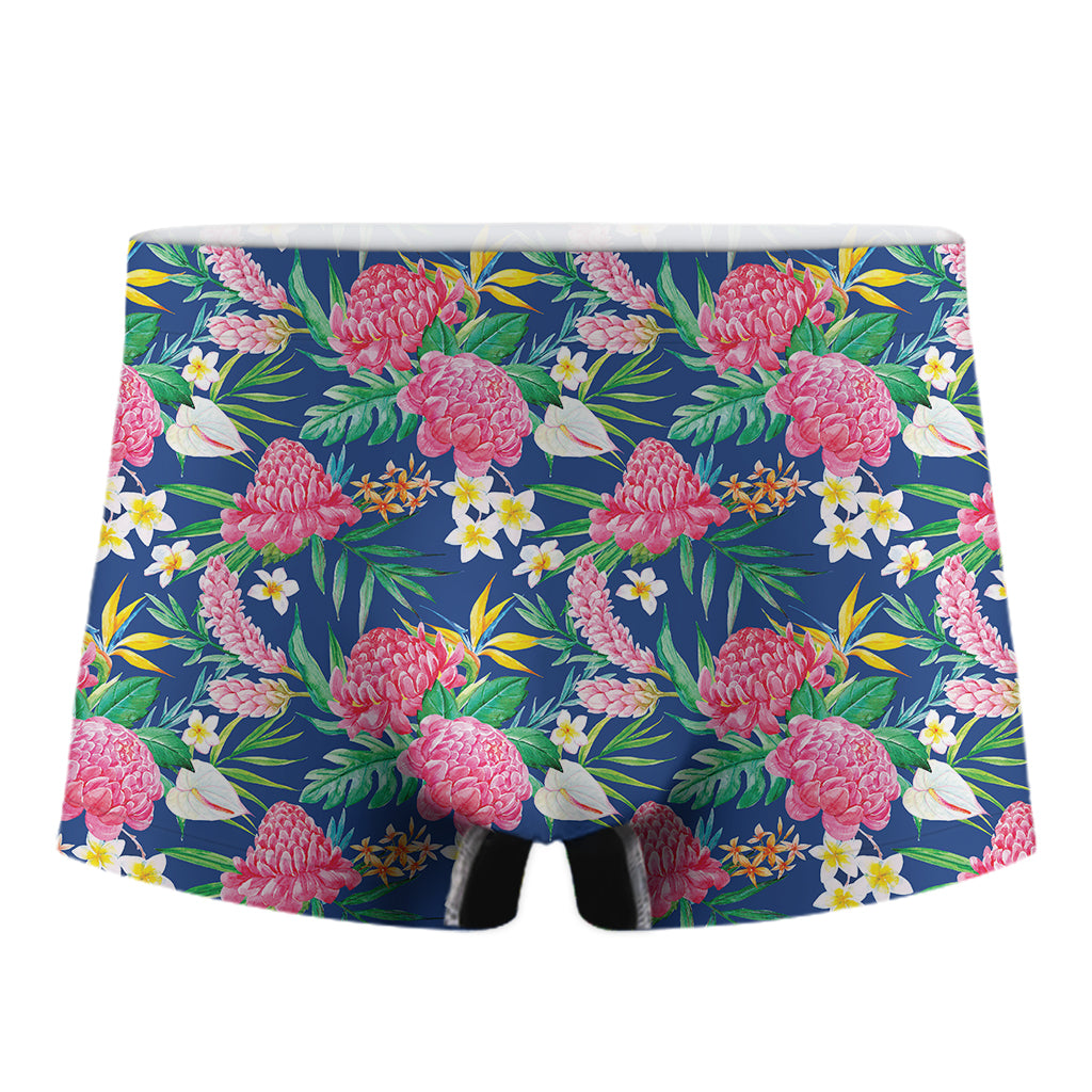Watercolor Chrysanthemum Pattern Print Men's Boxer Briefs