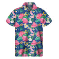 Watercolor Chrysanthemum Pattern Print Men's Short Sleeve Shirt