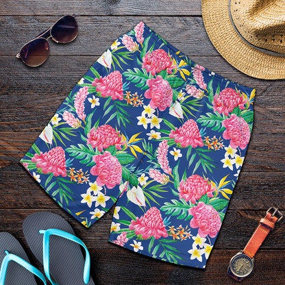 Watercolor Chrysanthemum Pattern Print Men's Shorts