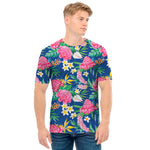 Watercolor Chrysanthemum Pattern Print Men's T-Shirt