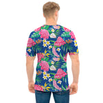 Watercolor Chrysanthemum Pattern Print Men's T-Shirt