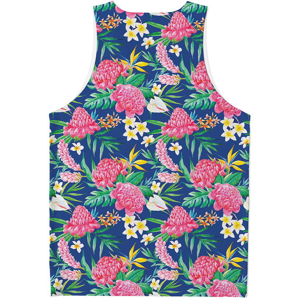 Watercolor Chrysanthemum Pattern Print Men's Tank Top