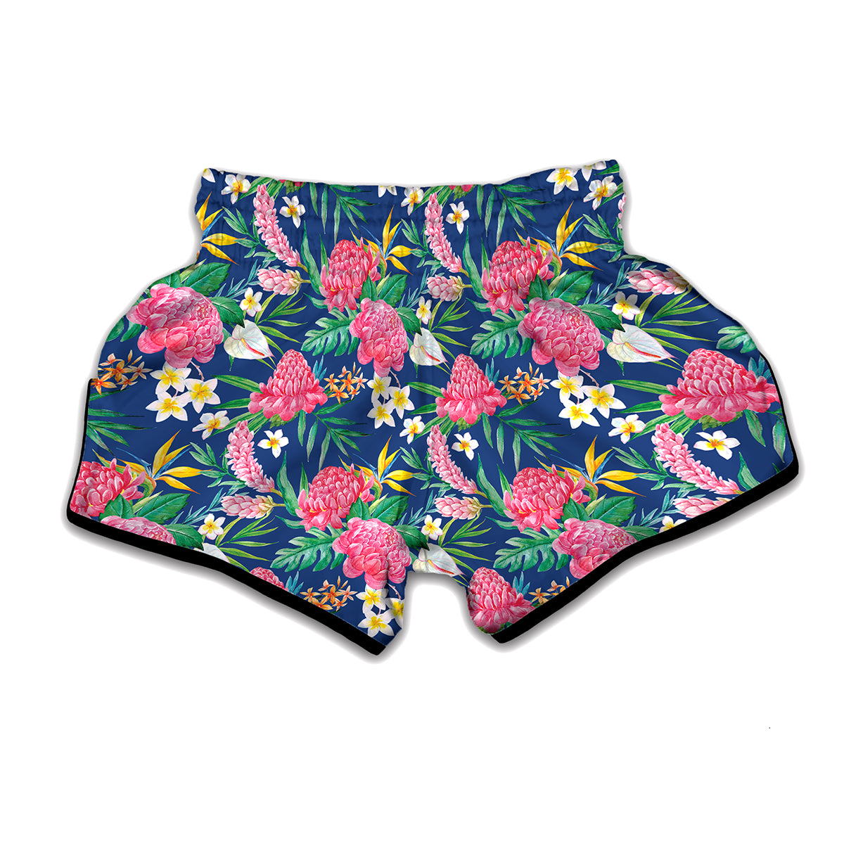 Watercolor Chrysanthemum Pattern Print Muay Thai Boxing Shorts