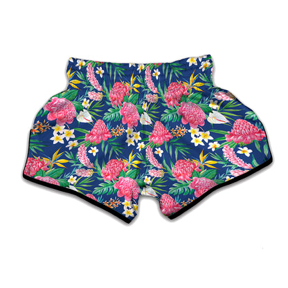 Watercolor Chrysanthemum Pattern Print Muay Thai Boxing Shorts