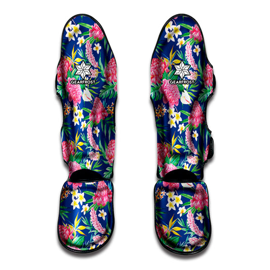 Watercolor Chrysanthemum Pattern Print Muay Thai Shin Guard