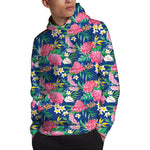 Watercolor Chrysanthemum Pattern Print Pullover Hoodie
