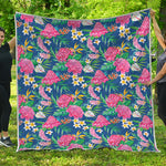 Watercolor Chrysanthemum Pattern Print Quilt