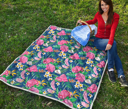Watercolor Chrysanthemum Pattern Print Quilt
