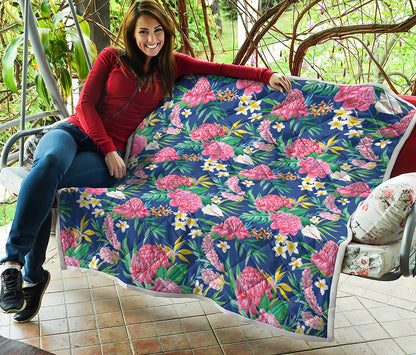 Watercolor Chrysanthemum Pattern Print Quilt