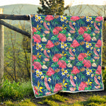 Watercolor Chrysanthemum Pattern Print Quilt