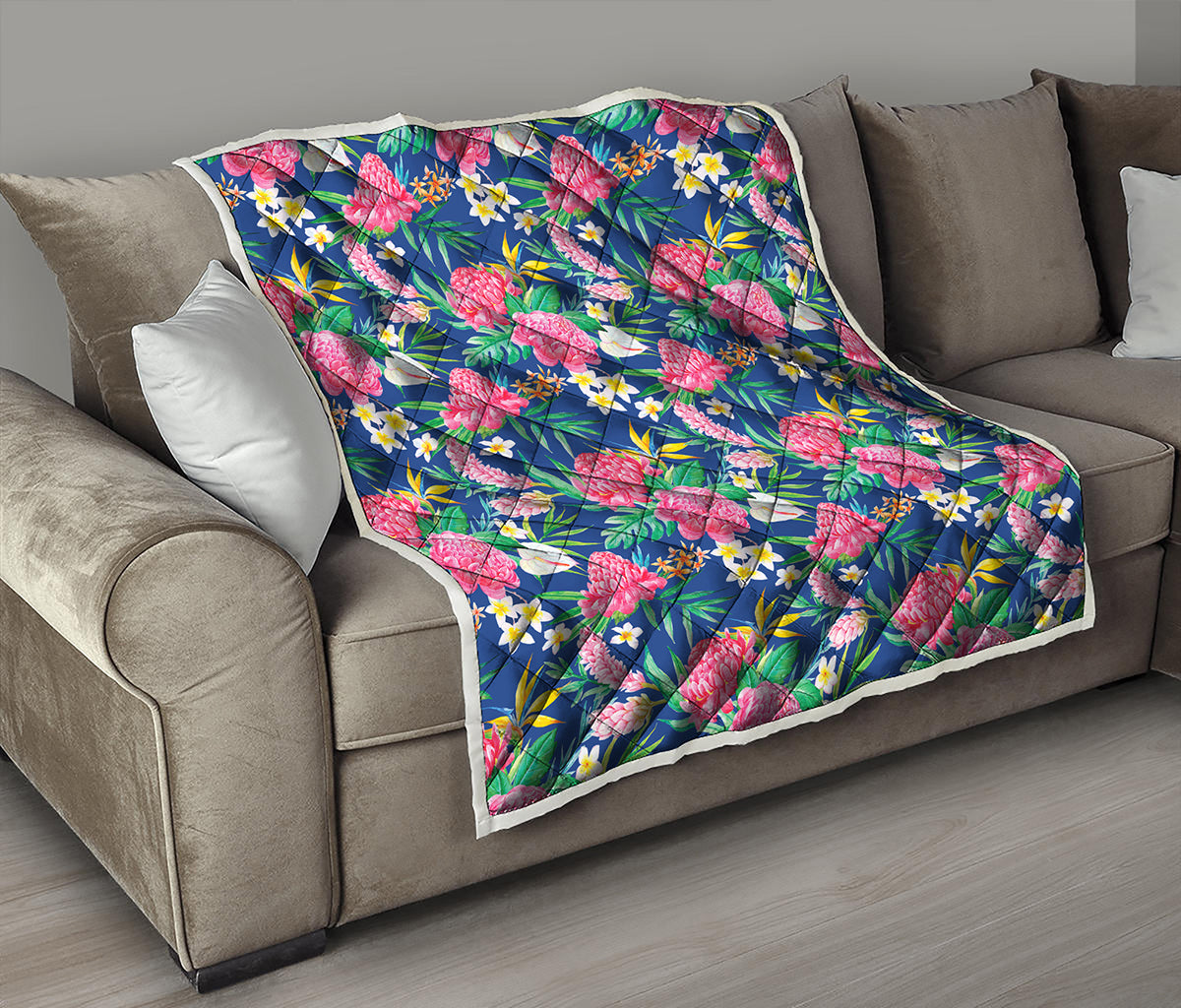 Watercolor Chrysanthemum Pattern Print Quilt