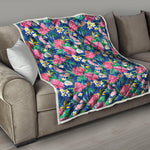 Watercolor Chrysanthemum Pattern Print Quilt