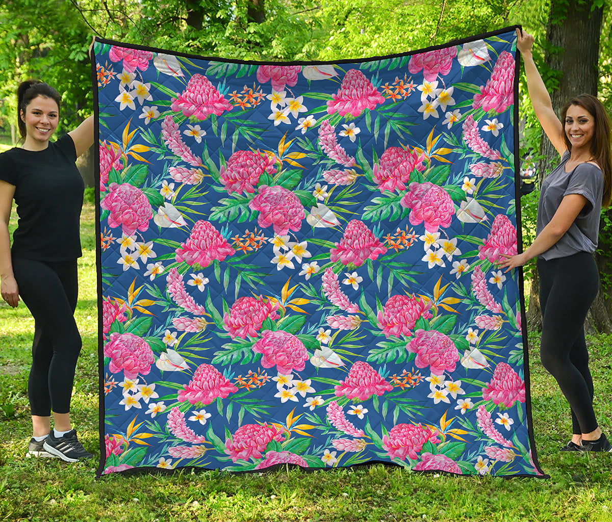 Watercolor Chrysanthemum Pattern Print Quilt