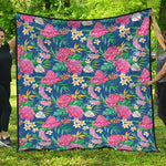 Watercolor Chrysanthemum Pattern Print Quilt