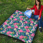 Watercolor Chrysanthemum Pattern Print Quilt