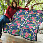 Watercolor Chrysanthemum Pattern Print Quilt