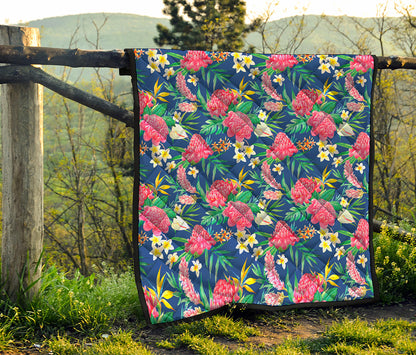 Watercolor Chrysanthemum Pattern Print Quilt