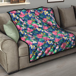 Watercolor Chrysanthemum Pattern Print Quilt