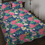 Watercolor Chrysanthemum Pattern Print Quilt Bed Set