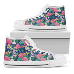 Watercolor Chrysanthemum Pattern Print White High Top Shoes