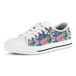 Watercolor Chrysanthemum Pattern Print White Low Top Shoes