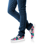 Watercolor Chrysanthemum Pattern Print White Slip On Shoes