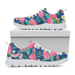 Watercolor Chrysanthemum Pattern Print White Sneakers