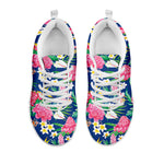 Watercolor Chrysanthemum Pattern Print White Sneakers