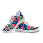 Watercolor Chrysanthemum Pattern Print White Sneakers