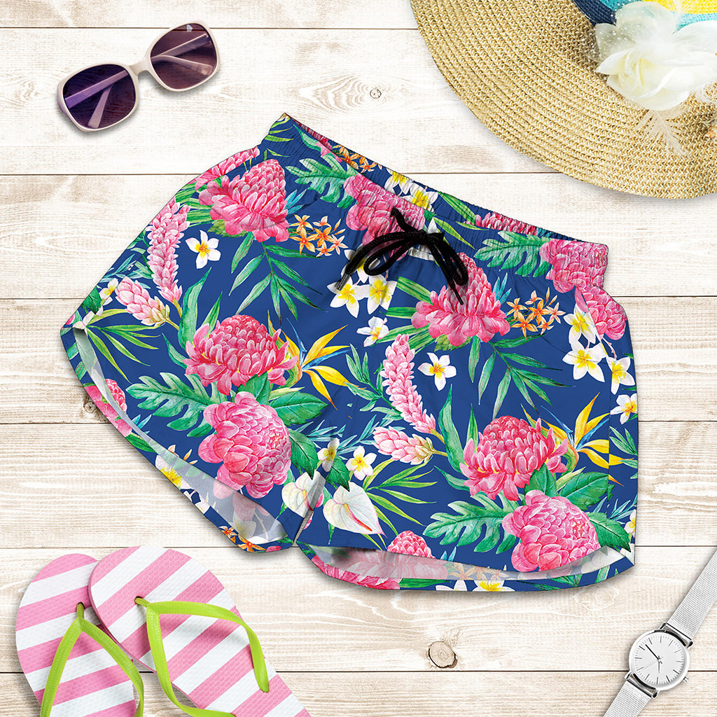 Watercolor Chrysanthemum Pattern Print Women's Shorts