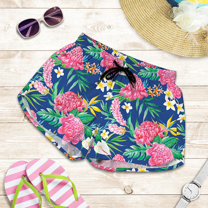 Watercolor Chrysanthemum Pattern Print Women's Shorts