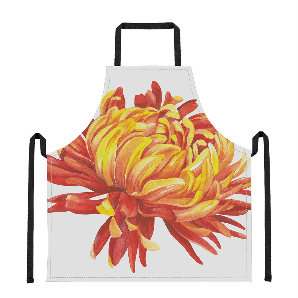 Watercolor Chrysanthemum Print Apron