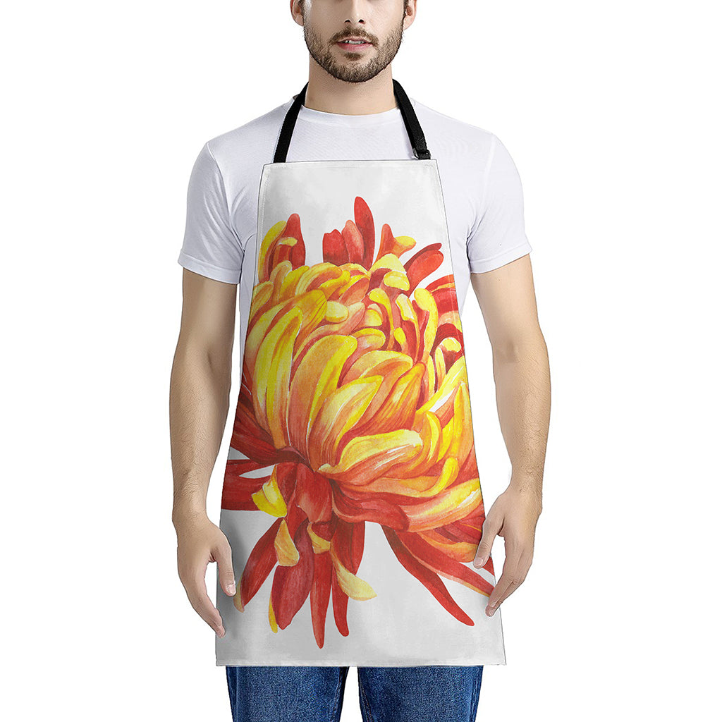 Watercolor Chrysanthemum Print Apron