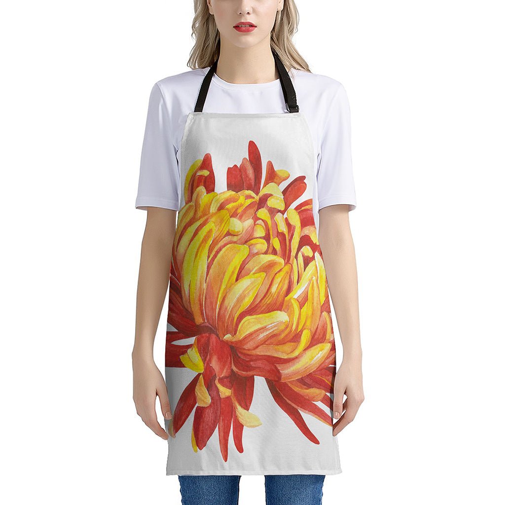 Watercolor Chrysanthemum Print Apron