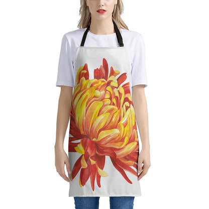 Watercolor Chrysanthemum Print Apron