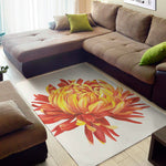 Watercolor Chrysanthemum Print Area Rug