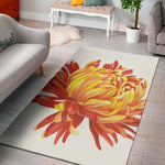 Watercolor Chrysanthemum Print Area Rug