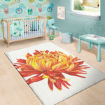 Watercolor Chrysanthemum Print Area Rug