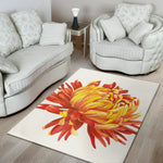 Watercolor Chrysanthemum Print Area Rug