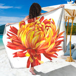 Watercolor Chrysanthemum Print Beach Sarong Wrap