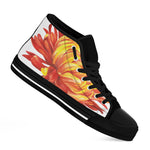 Watercolor Chrysanthemum Print Black High Top Shoes