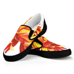 Watercolor Chrysanthemum Print Black Slip On Shoes