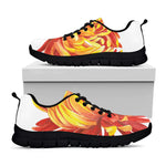 Watercolor Chrysanthemum Print Black Sneakers