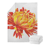 Watercolor Chrysanthemum Print Blanket