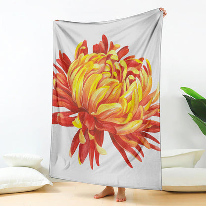 Watercolor Chrysanthemum Print Blanket