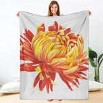 Watercolor Chrysanthemum Print Blanket