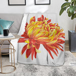 Watercolor Chrysanthemum Print Blanket