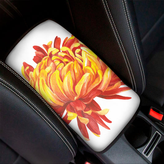 Watercolor Chrysanthemum Print Car Center Console Cover