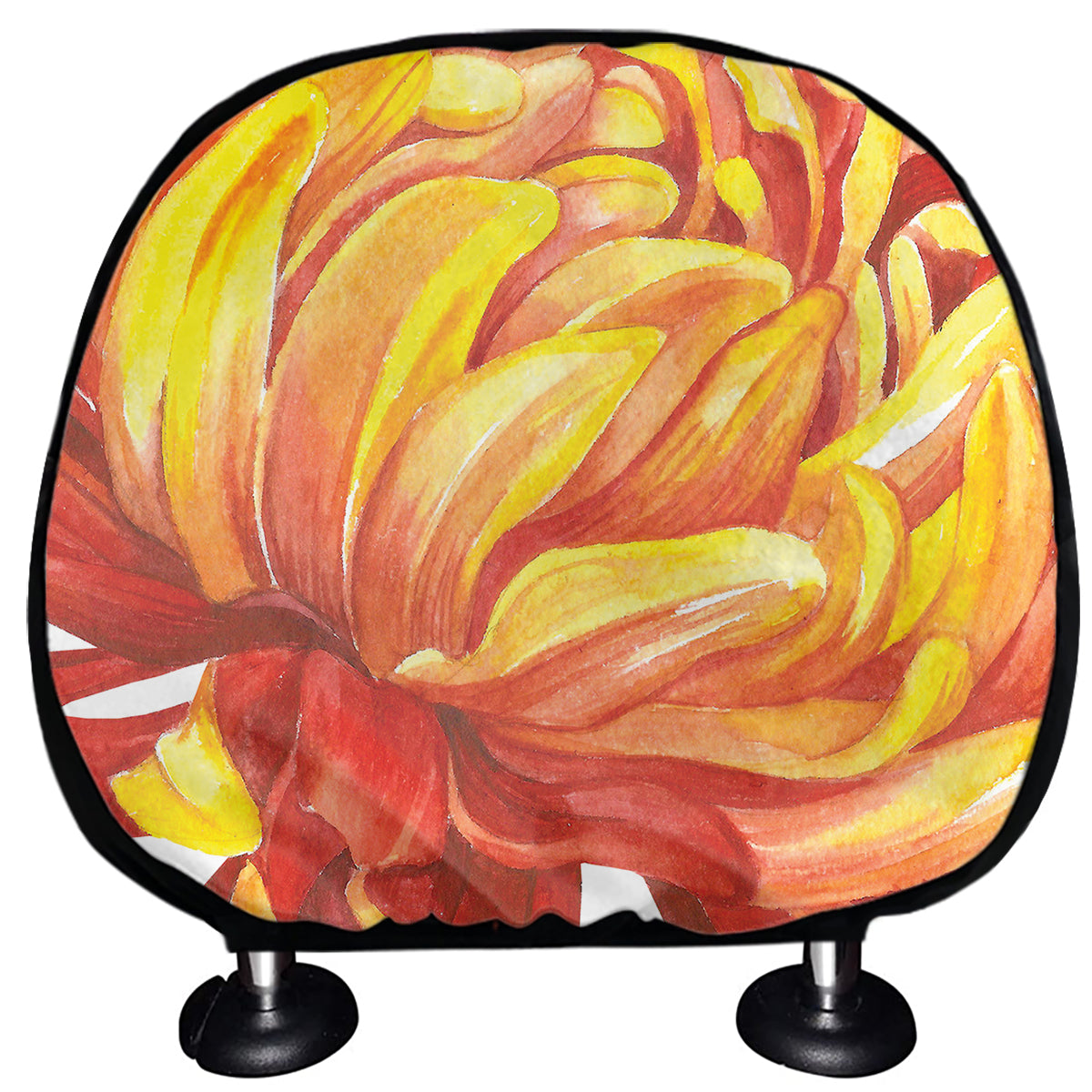 Watercolor Chrysanthemum Print Car Headrest Covers